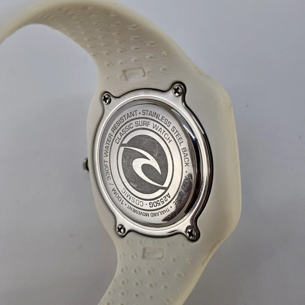 RIP CURL Women's Watch 34MM White Dial White Plastic Band Straps New Battery